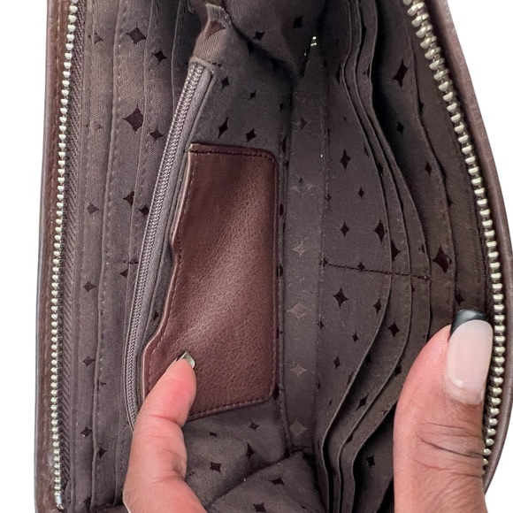 Fossil Key-Per Wallet Floral Print Zip Around Leather 8” x 4.5” Rare - Picture 5 of 9